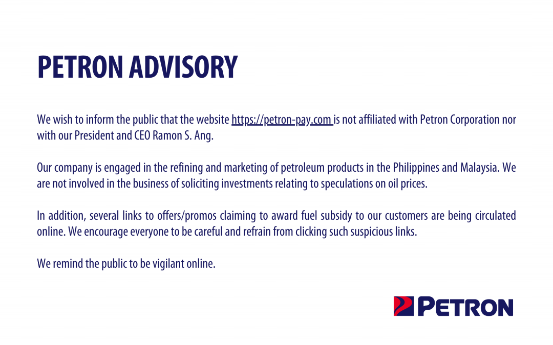 Petron Advisory on Fake Promos